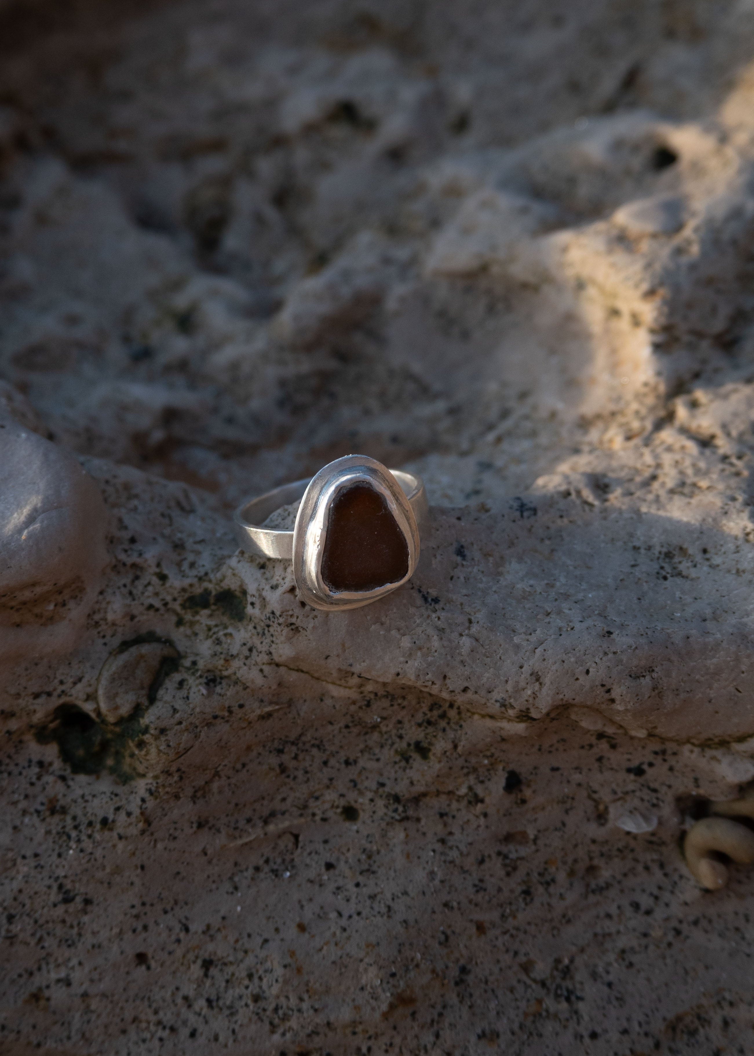 Robe Sea Glass Ring - Size O